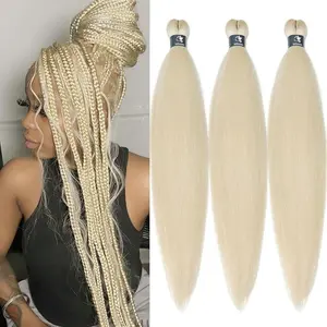 613 Blonde Braiding Hair Pre Stretched 26 inch Synthetic Colored Braids Hair Extensions Knotless Ezbraid Prestretched Braiding Hair Non Toxic Crochet Braids