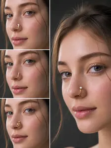 4PCS Clip-On Nose Rings Set, No Piercing U-Shaped Nose Clip, Luxurious Zircon Sparkle, Adjustable Non-Falling, Everyday Fashion + Sweet Flower Design, Nose Ring Jewelry
