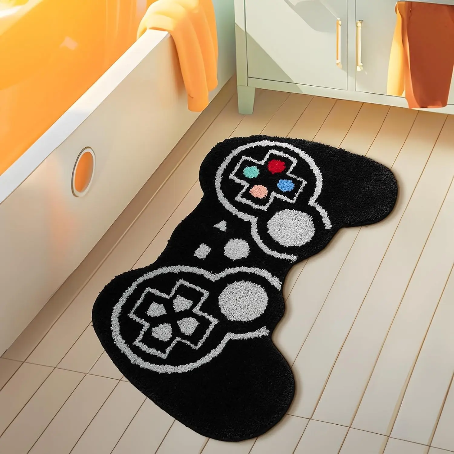 Gaming Console Room Plush Rug for Bedroom, Cartoon Pattern Rug, Cartoon Game Controller Design Soft Carpet for Young Adults, Ideal for Living Room and Bathroom, Decorative Rugs, Gaming Area Rug, Indoor Floor Rug, Home Supplies Rug