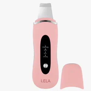 LELA Cordless 4-in-1 Ultrasonic Deep Cleaning Skin Spatula Stainless Steel Durable Ion+ Ion- Lifting for All Skin Types