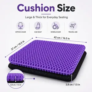 Durable Cooling Gel Seat Cushion – Thick Honeycomb Structure, Pressure-Relieving Silicone Cushion for Car, Office & Wheelchair