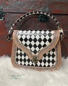 Countryside Co. Harlequin Tooled Leather Crossbody Shoulder Bag, Women's Fashion Crossbody & Shoulder Bag