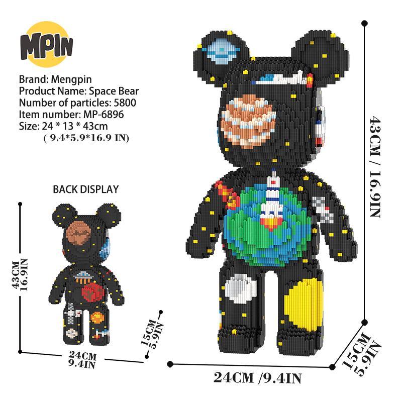 5800 Pieces Space Bear Building Blocks Set, 43cm High Creative Toy, Unisex Gift for Boys and Girls, Home Decoration
