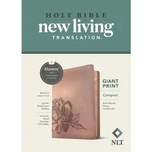 NLT Compact Giant Print Bible, Filament-Enabled Edition (Leatherlike, Rose Metallic Peony, Red Letter) by Tyndale