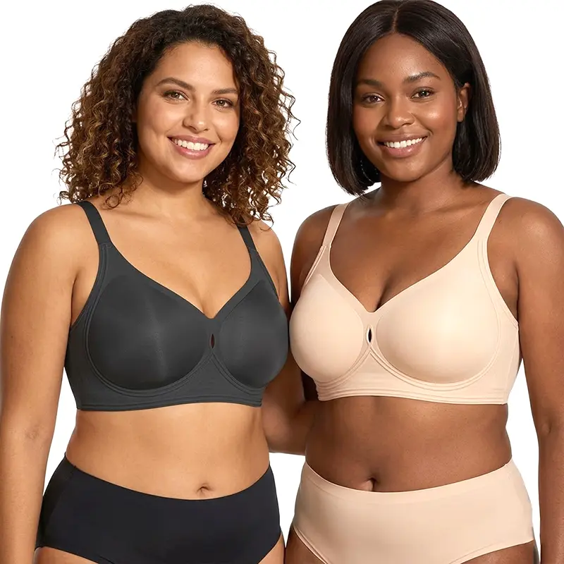 Seamless Jelly Bra with Center Cutout - Wireless All-Day Comfort, Breathable Fabric, Lightly Lined Natural Shape, Secure Fit with Wide Straps