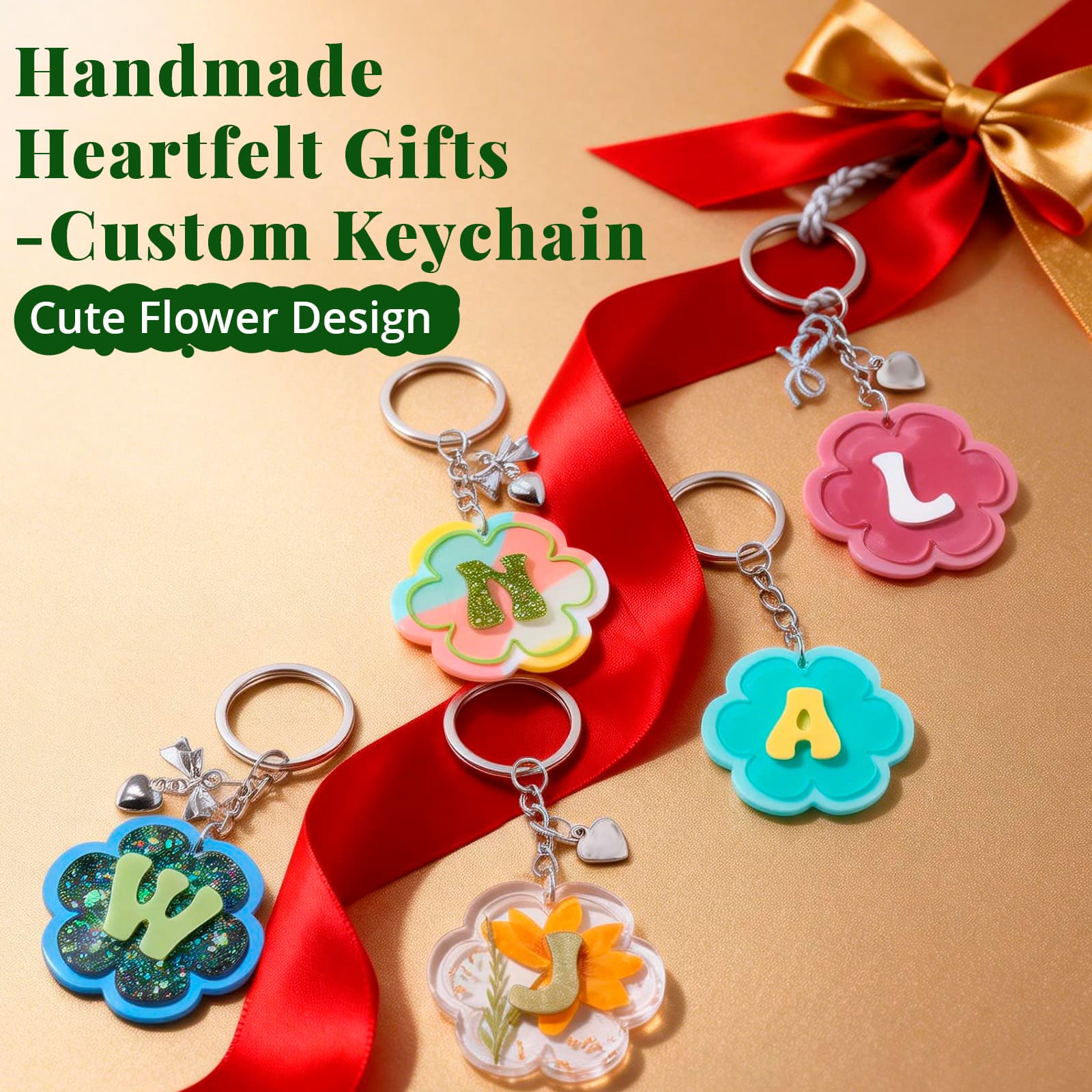 Keychain Resin Molds Silicone with Hole, 27 Cavities Flower Alphabet UV Resin Jewelry Pendant Molds kit for Beginner, Letter Epoxy Resin Molds for Keychain Pendant Jewelry Making - LET'S RESIN
