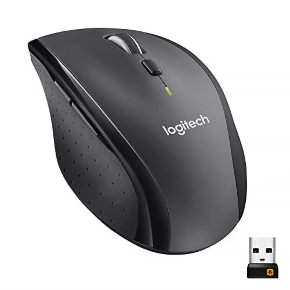 Logitech M705 Marathon Wireless Mouse – Long 3 Year Battery Life Ergonomic Sculpted Right-Hand Shape Hyper-Fast Scrolling and USB Unifying Receiver for Computers and Laptops Dark Gray