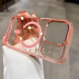Airbag transparent magnetic phone cases iphone17 Pro Max 16 for iPhone case silicone soft shell TPU+PC shockproof