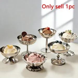 1pc Ice Cream Bowl 304 Stainless Steel, Scoop Bowl for Salads, Desserts, Fruits, Tableware, Pudding Cup, Sweet Treats, Durable Kitchenware, Stainless Steel Bowls