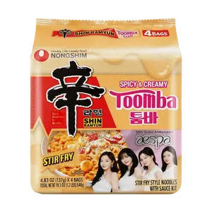 NONGSHIM Toomba Creamy Spicy Flavor 4-Pack - Korean Instant Ramen Noodle, Rich & Hot, Quick Meal
