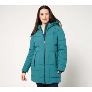 Nuage Stretch Puffer Coat with Attached Hood