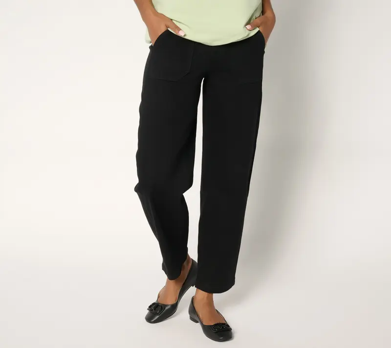 Denim & Co. Petite Black Easy Stretch Tapered Ankle Jean