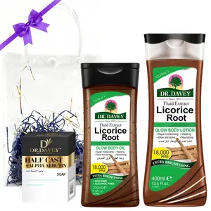 DR.DAVEY Licorices skin care 3-piece set, Body Care Sets, Licorice Body Lotion+Licorice Body Oil+Arbutin soap Autumn and winter skin care package gift moisturizing men and women skin care for Body, Face, gifts, Body Essentials Set
