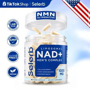 Selerb NAD+ Supplement for Men with NMN - Liposomal Complex with Trans-Resveratrol, CoQ10, Maca & Ashwagandha - Supports Cellular Renewal （60 Capsules Dietary Power Boosting Vitamin Combo）