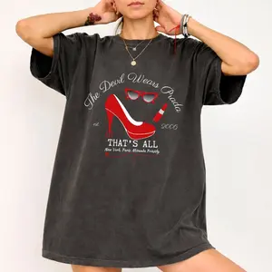 Comfort Colors The Devil Wears Shirt, That's All Miranda Priestly T Shirt, Red Stiletto Sunglass Lipstick Iconic Items Movie Tee, Devil Wears Merch Outfit , Unisex Garment-Dyed Tee, Classic Streetwear
