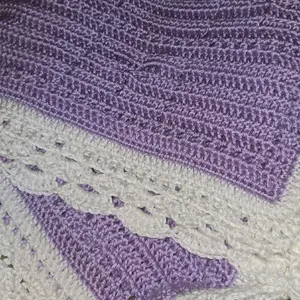 Handmade Crochet Dragonfly Baby Blanket. Soft and Cuddly. 100% Acrylic Yarn, Lavender & White. Lap Size, 40" x 40"
