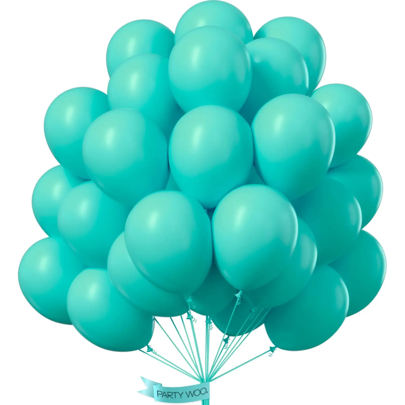 PartyWoo 100pcs 12in Thick Round Floatable Rubber Latex Balloons, Turquoise Dark Teal Decorations for Baby Shower, Mermaid-Themed Festive Party Supplies