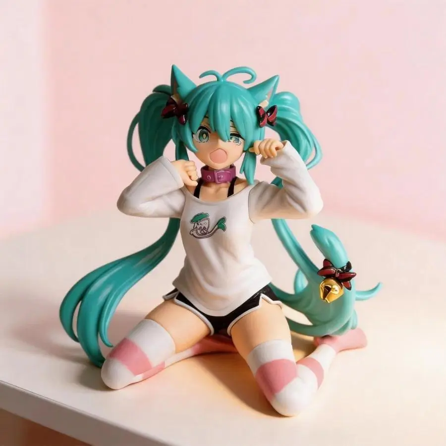 Anime Vocaloid Hatsune Miku (Cat Ear Version) Figure 12cm Collectible Model Toy for Fans Decoration
