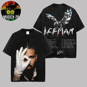 [X-26] Drake - 'Iceman' Album Merch Graphic For Team Drizzy Premium Acid Washed Cotton T-Shirt, Drake Drizzy Fan Graphic Tee, Ice-Man Album Merch Streetwear Graphic Shirt, Gift for Drake Fans Vintage Collector Tee