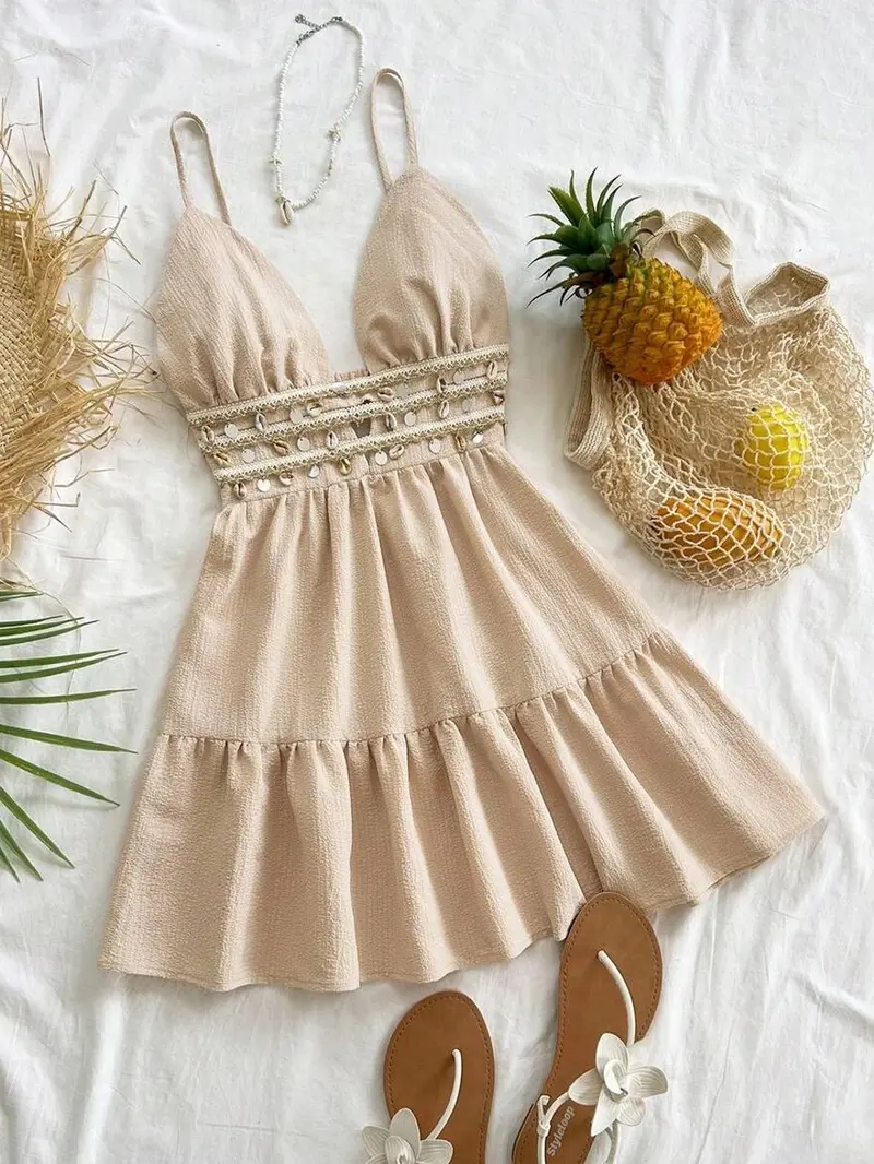 Juas yellow backless dress - TikTok Shop