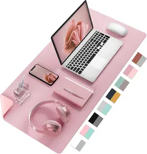 Double-Sided PU Leather Desk Pad - Non-Slip Large Mouse Pad & Desk Mat for Office, Home - Waterproof, Easy to Clean, Durable Dual-Sided Surface (23.6"X13.7", Purple)