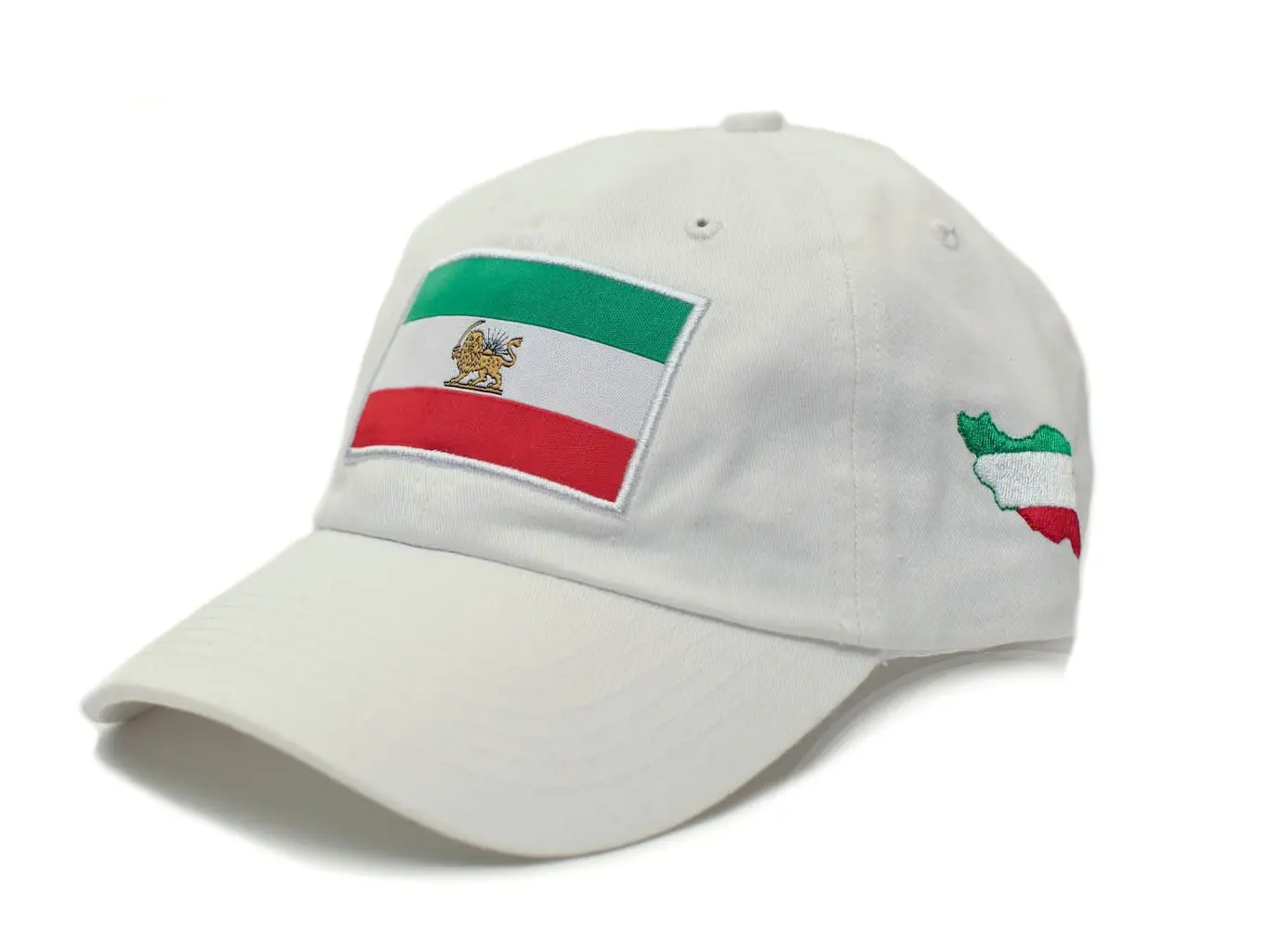 Persia Persian Iran Iranian Hat Flag Applique Embroidered Buckle Cap White