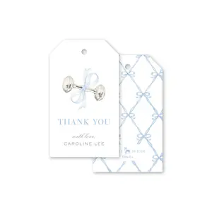 Rattle and Bow Blue Gift Tags