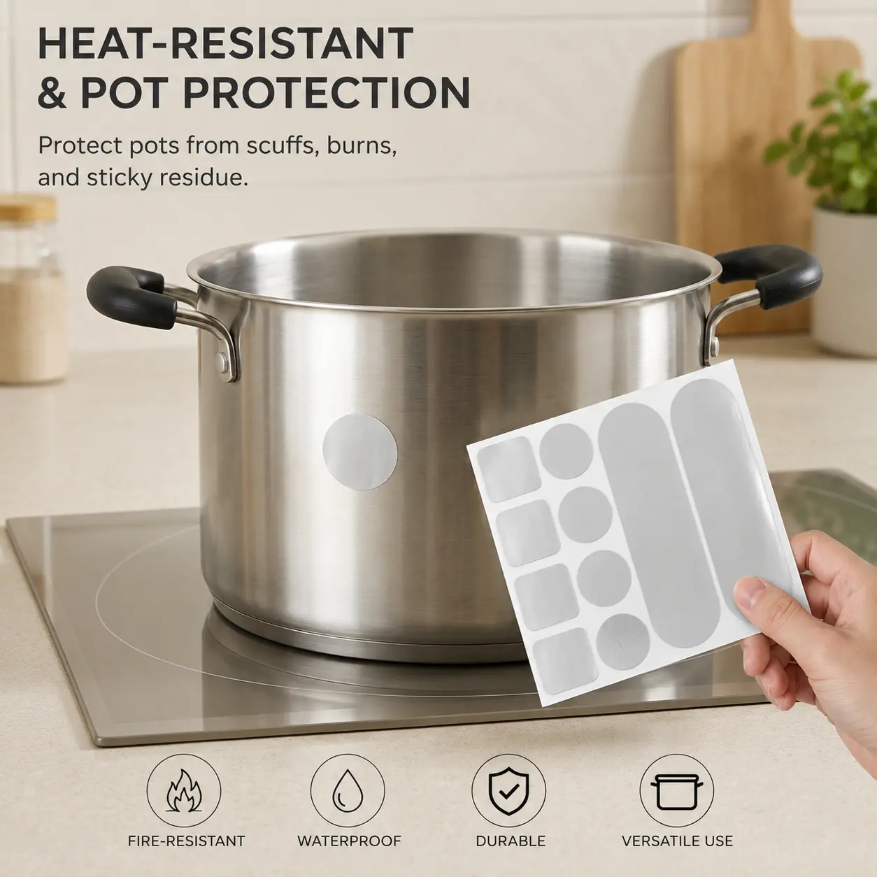 10 Counts Aluminum Foil Repair Patches, Heat Resistant Waterproof Multi-shape Adhesive Strips for Kitchen Cookware and Metal Surface Repair