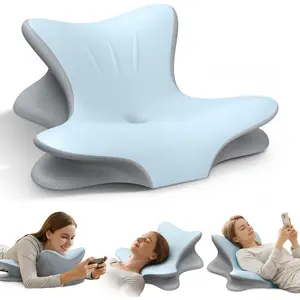 Cervical Neck Pillow for Pain Relief, Ergonomic Reading Pillow for Bed, Orthopedic Wedge Pillow Back Support Pillow, Contour Memory Foam Pillows for Sleeping, Couch Floor Use Lying, Leaning Reading