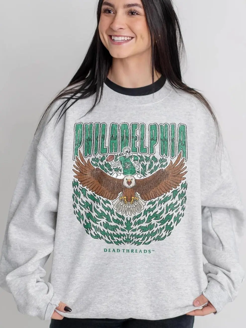 Skeleton Football Crewneck Sweatshirt - DEAD THREADS ORIGINAL - Super Cozy, Regular Relaxed Unisex Fit for Gameday