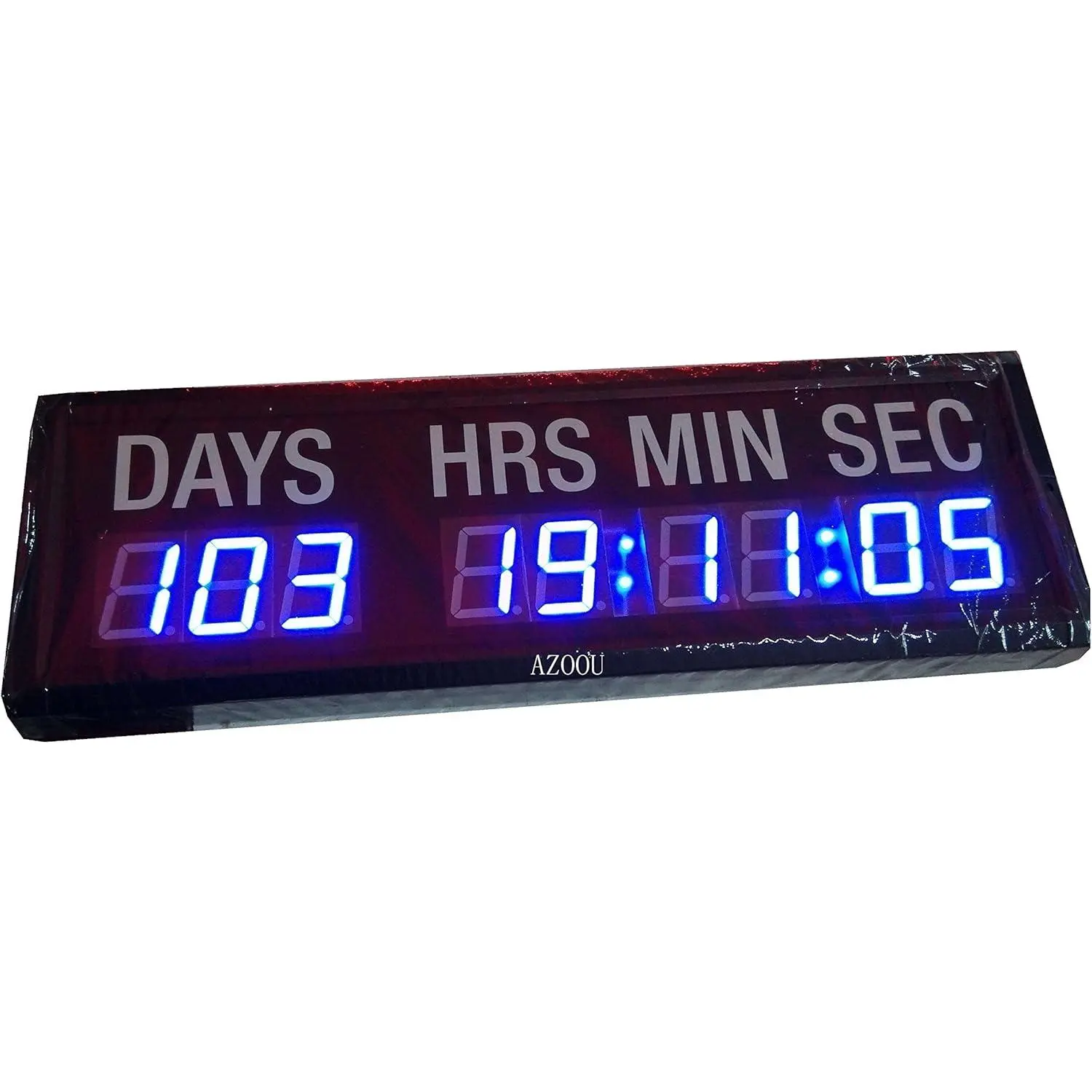 1.8-inch Blue LED Digital Clock with LED Display & Remote Control, Wall-Mounted Event Countdown Timer, High Visibility Easy-to-Read, Days-Hours-Minutes-Seconds, 000-999 Countup, Double-Sided Screwed Installation for Events, Decor, Room Decor
