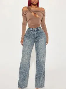 Turning The Page Embellished Wide Leg Jeans - Medium Wash