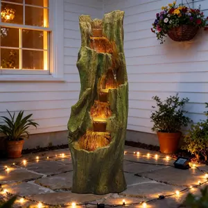 Waterfall Fountain for Outdoor Gardens and Patio Backyards – Includes Energy-Efficient LED Lights and Easy Setup for Instant Relaxation