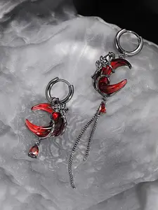 Punk Style Moon & Chain Design Earrings, Fashionable Jewelry for Women, Trendy All-match & Exquisite Jewelry for Birthday Gift, Witchy Jewelry