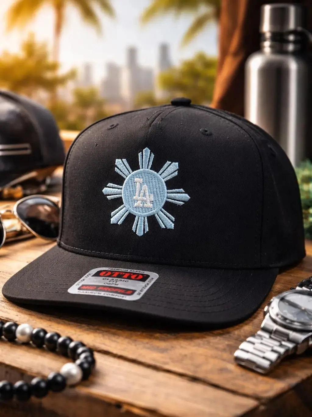 LA Filipino Pride Snapback Cap: Embroidered Philippine Sun Logo Streetwear