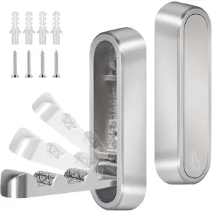 2 count Foldable Wall Hooks, Heavy Duty Zinc Alloy Folding Wall Hooks,Folding Coat Hooks, Flip Down Hook for  Coats, Bags, Hats, Cooking Utensil, Bathrobes,  ()