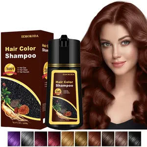 Cherry Brown Hair Dye Shampoo 3-in-1, Plant-Based Instant Gray Coverage & Long-Lasting Natural Color in 15 Minutes, Easy to Use for All Hair Types, Champu Para Canas for Women & Men,500ML