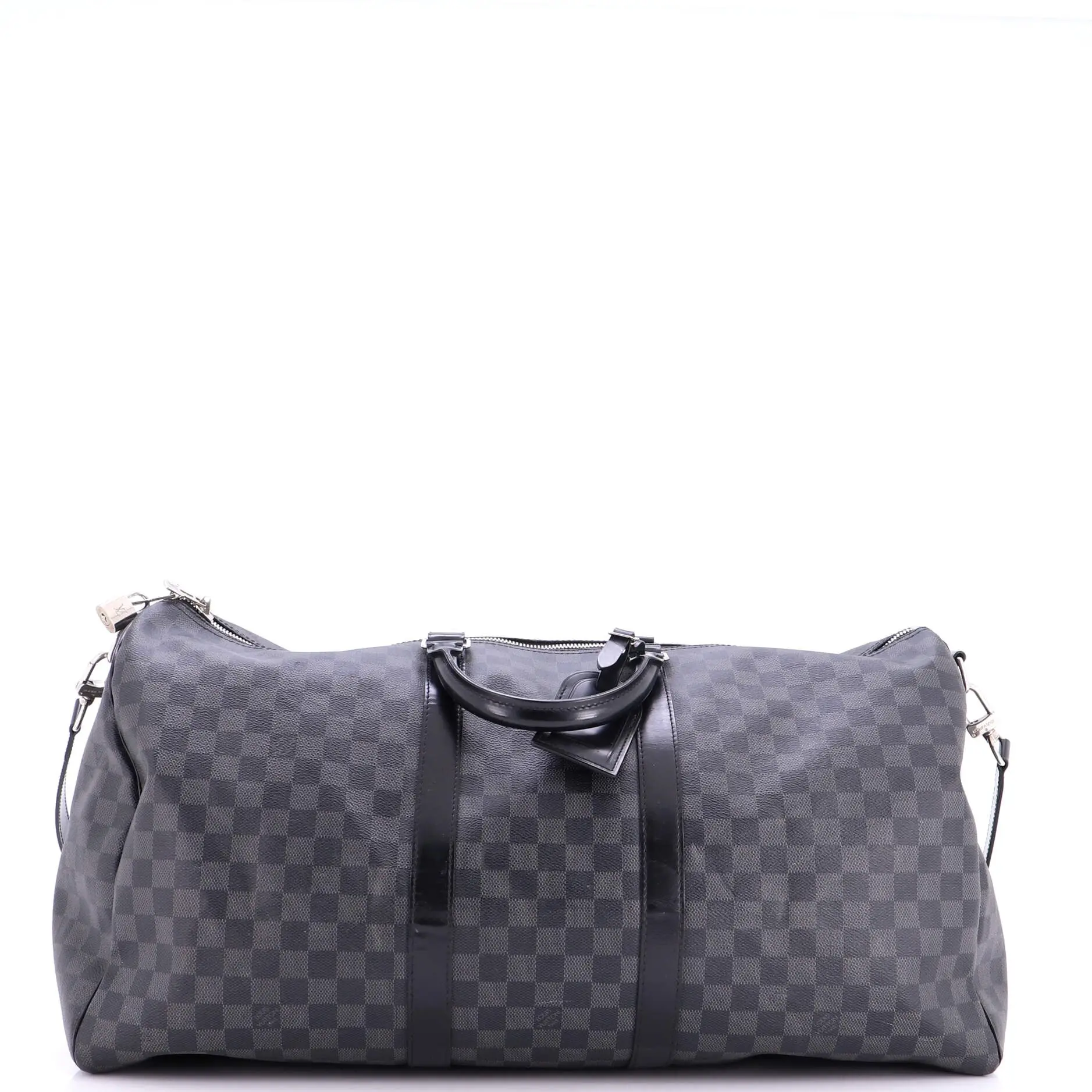 Pre-owned Louis Vuitton Canvas Coated Travel Bags Keepall Bandouliere Bag Damier Graphite 55 by Rebag