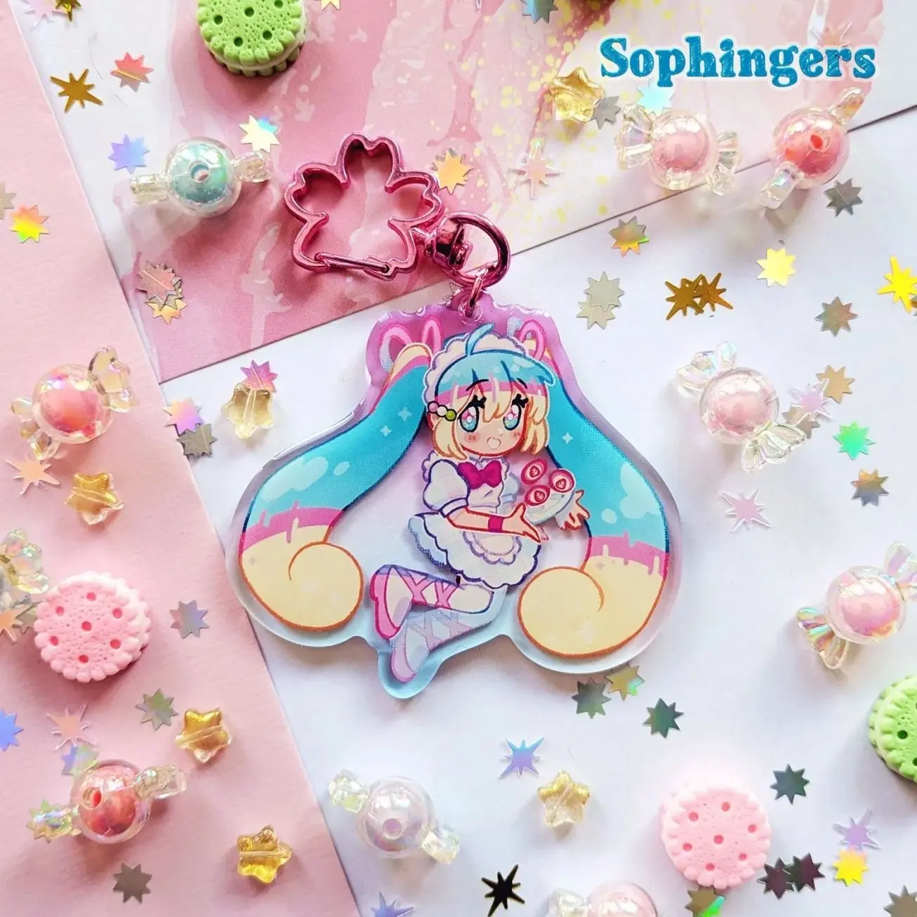 Mochi Miku Keychain // Clear Acrylic Keychain