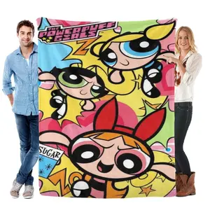 Cartoon Powerpuff Girls Cute Flannel Blanket - Premium Flannel Material Plush Nap Throw for Living Room Sofa Rug Office Bedroom Home Travel Kids Mother's Day Valentine's Day Birthday Christmas Gift