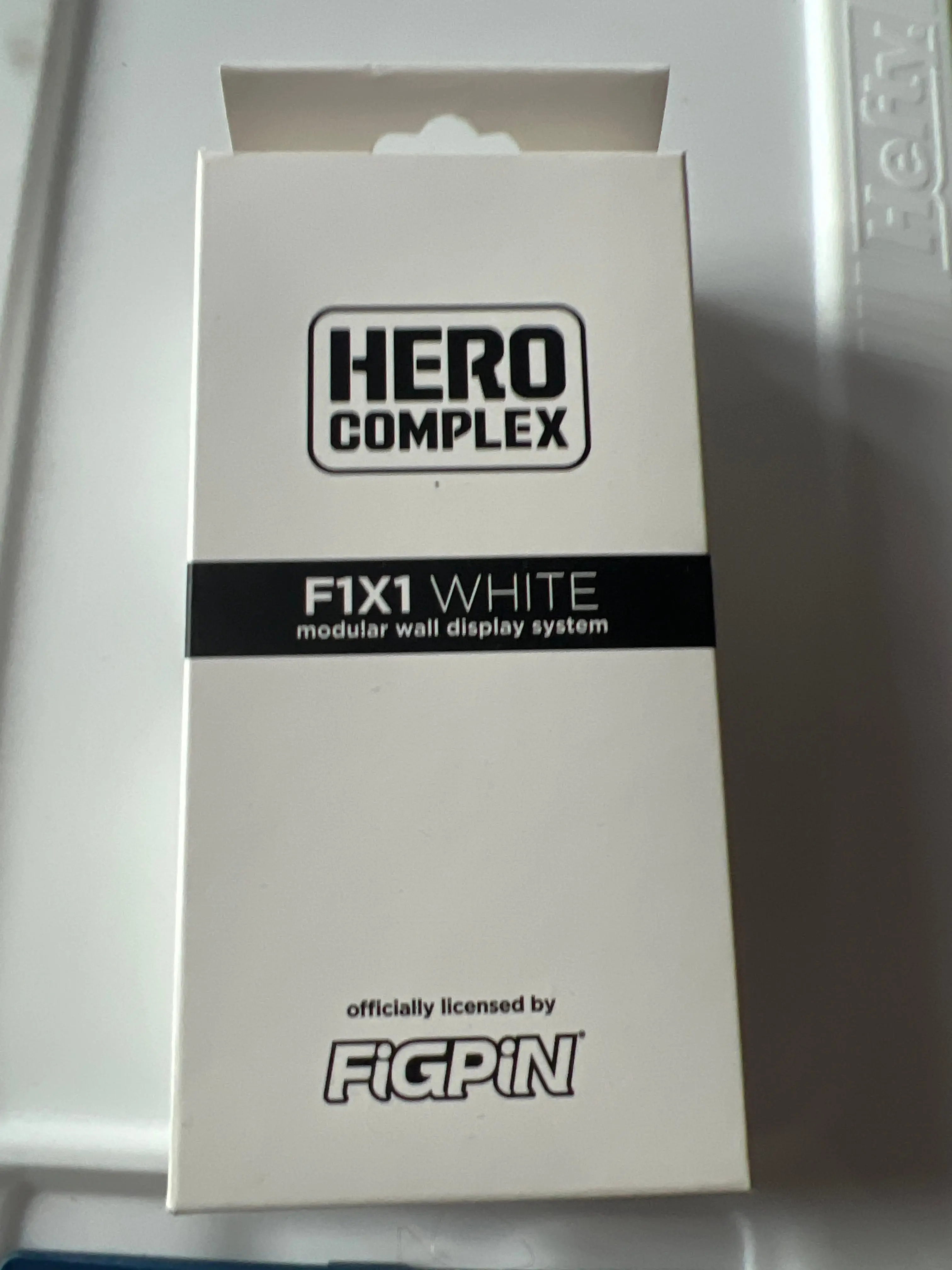 Plain White Display Stand for 3-Inch FiGPiN Collectibles, F1X1 Modular Wall Mount with Adhesive Strip and Foam Spacer