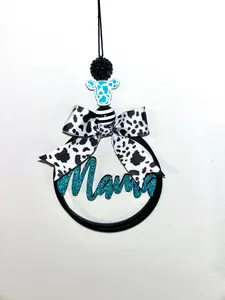 Mama Car Charm with Cow print Bow