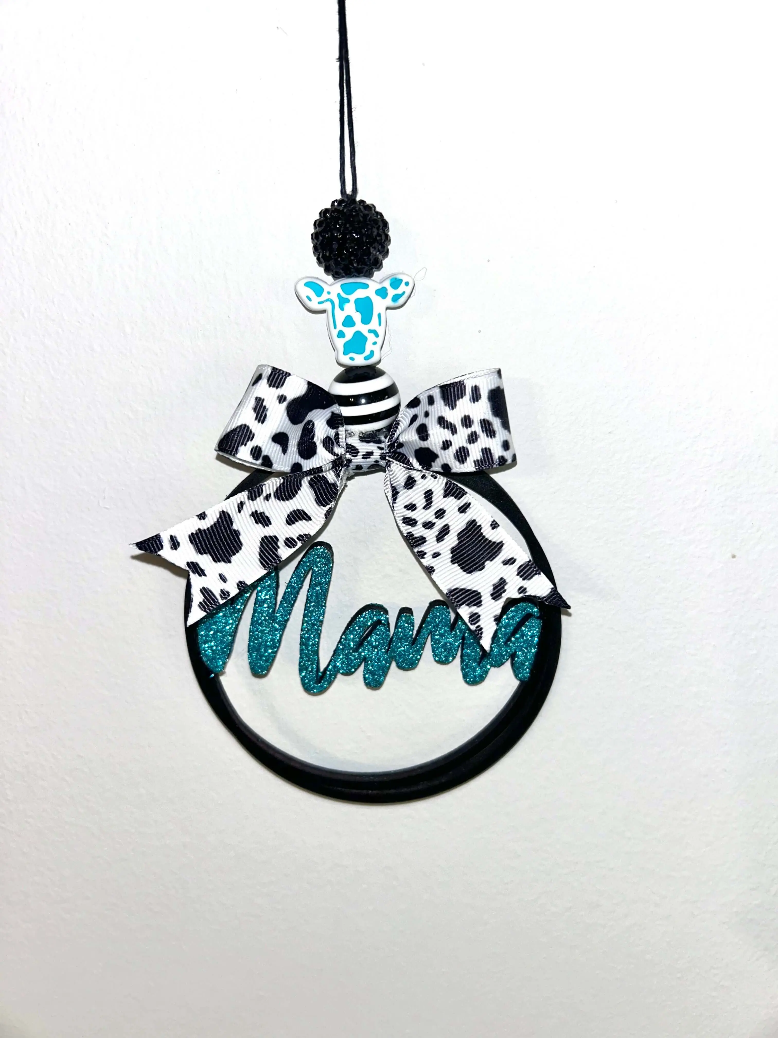 Mama Car Charm with Cow print Bow