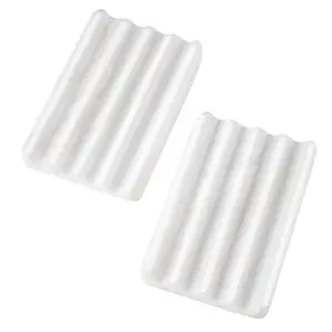 Koville Natural Marble Soap Dish, Marble Self Draining Soap Holder,dowble pack, Sponge Holder for Bathroom, Sink, Kitchen( Namib Bianco)