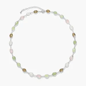en route Whimsical Romance Stone Necklace in Silver, Elegant Morandi-inspired Jewelry, Versatile Everyday Piece for Casual Outfits, Layering or Set Styling
