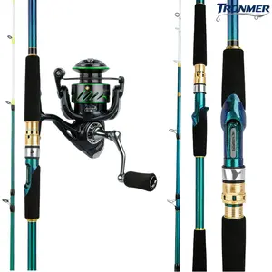 7'6" Heavy Power 50T Carbon Travel Rod & 5.1:1 Metal Reel  20-50lb Saltwater Combo for Tuna, Kayak, Boat Fishing  2-Piece, Corrosion Resistant
