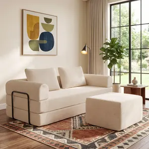【JOYVELLEHEIM】Corduroy Convertible Sofa Bed, Vacuum Compressed Folding Couch, Oversized Plush Chaise Lounge Sofa Bed, No Assembly Required, Sleeper Sofa for Small Apartment Living Room, Guest Room, budget friendly nugget couch