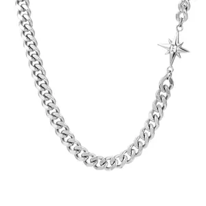 Link Chain Star Necklace for Men Women Streetwear Hip Hop Unisex Necklace