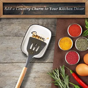 Ceramic Spoon Rest for Stove Top, Large Spoon Holder for Kitchen Counter