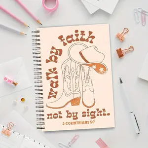 Cowboy Boots Pattern Spiral Coil Notebook, 1 Count Inspirational and Uplifting Spiral Notebook, Life and Study Recording Notebook, Gift for Christians, Self Improvement Journal